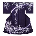 訪問着 仮絵羽 未仕立て 反物 正絹 手刺繍 桜唐花 フォーマル 結婚式 入学式 卒業式 紫 着物 No.88-1987