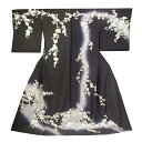 訪問着 手刺繍 正絹 ユリ 桜 フォーマル 結婚式 入学式 卒業式 仮絵羽 未仕立て 反物 紫 藤色 着物 No.88-1993