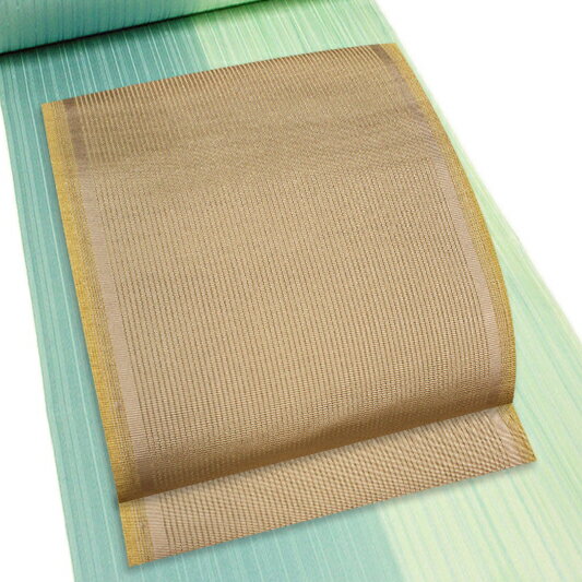 袋帯 ひなや風 ベージュ色地 正絹 未仕立て 着物 No.5-0325-ss