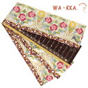 半幅帯 WA・KKA WAKKA ワッカ 「Cat’s away」 リバーシブル 正絹 クリーム色 生成り 黄色 赤 茶 緑 花 猫 ネコ 駒 鈴 ねずみ アールヌーボー 動物 アニマル 仕立て上がり お洒落 カジュアル 日本製 可愛い 大人 個性的 ユニーク 遊び心 細帯 日本製 浴衣 No.6-1629