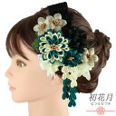髪飾り リボン 卒業式 袴 花 2点セット 青 緑 黒 白 ゴールド ベロア ちりめん 藤下がり 造花 レース ビーズ コーム Uピン 大きい 小さい 大人可愛い 日本製 お洒落 成人式 振袖 和装 結婚式 No.9-5197