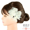 髪飾り 成人式 振袖 和装 袴 花 4点セット 白 シフォン ふわふわ レース ビーズ 小さい Uピン ちょい足しアイテム プラスワン 大人可愛い 日本製 お洒落 七五三 浴衣 お祭り No.9-5205
