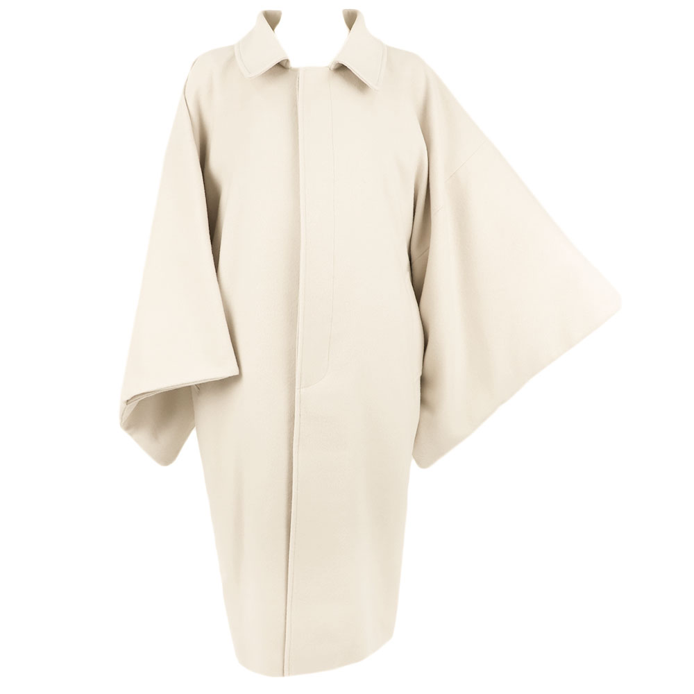 和装コート 角袖 カシミヤ混 アイボリー ロング メンズ Lサイズ 日本製 着物 道行コート 長羽織 防寒 厳寒 秋冬 おしゃれ かっこいい No.3-0725...