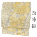 【 中古 】 袋帯 中古 リサイクル 正絹 金 灰色 菊 桜 仕立て上がり 西陣織 着物 礼装用 セミフォーマル 成人式 結婚式 六通 上品 お洒落 粋 No.i6-2012