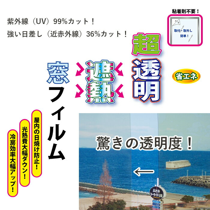 超透明 遮熱窓フィルム 92cm×90cm