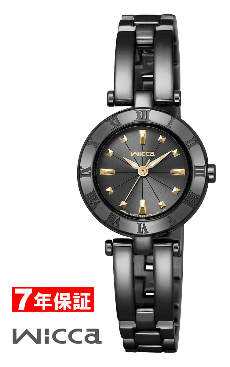 シチズン ウィッカ ソーラーテック ハーフバングル オールブラックモデル CITIZEN wicca SOLAR-TECH レディース腕時計 KP2-647-51