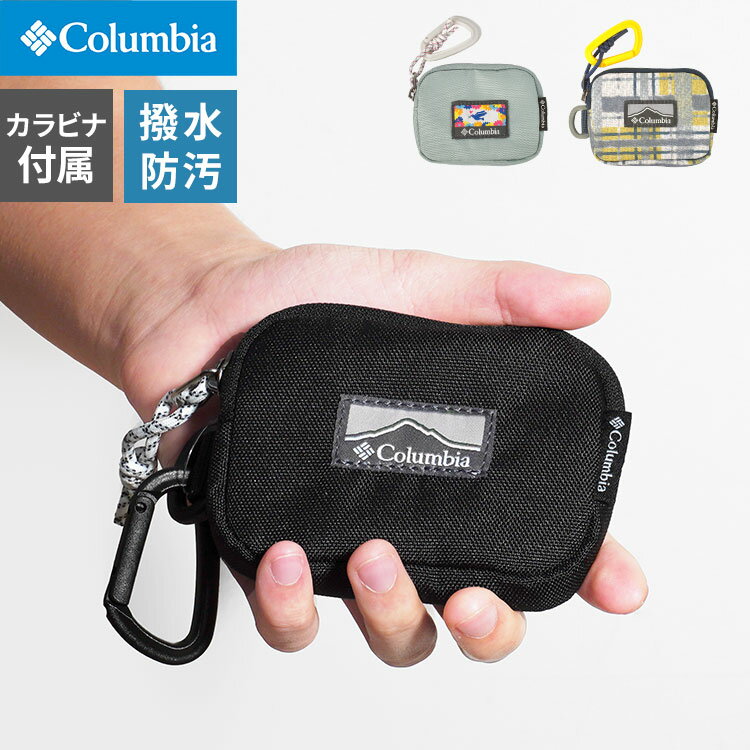 コロンビア 小銭入れ Columbia コロンビア メンズ レディース プライスストリーム コインケース パスケース PU2410 カード ブランド 小物入れ ポーチ 撥水 カラビナ 総柄 チェック ブラック 通学 通勤 中学生 高校生 コンパクト ミニ財布 薄型 フェス アウトドア 旅行 河野ルル コラボ