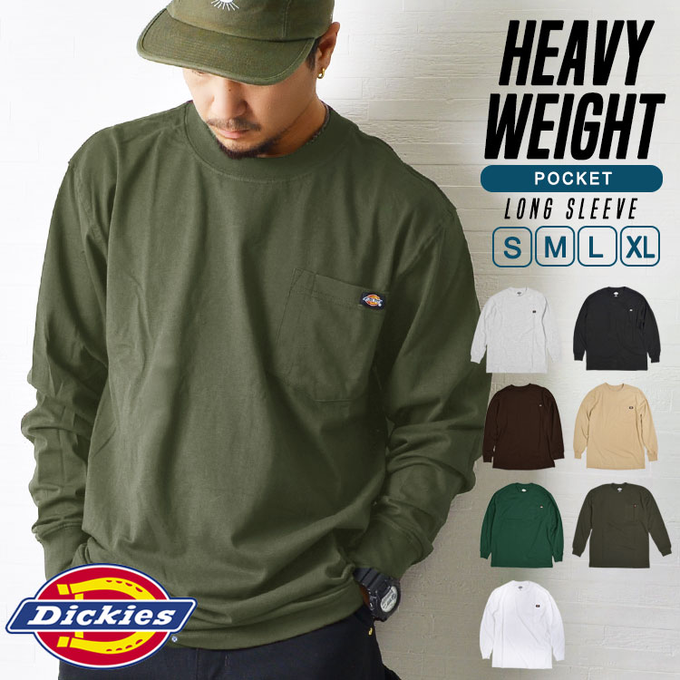 Tシャツ 長袖 DICKIES ディッキーズ ロンT ロングスリーブ ブランド メンズ レディース ポケット ポケ付き 胸ポケットロゴ wl450 無地 大きいサイズ ストリート ヘビーウェイト 分厚い クルーネック アメカジ シンプル おしゃれ