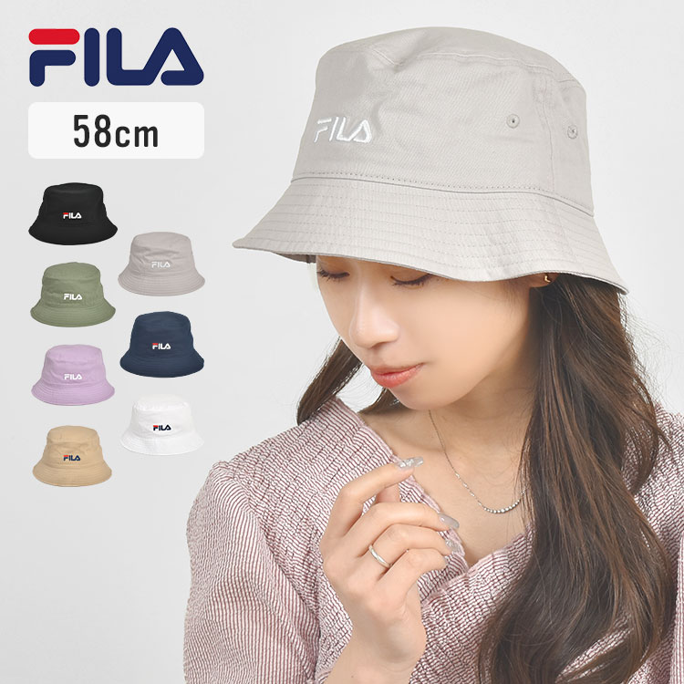 バケットハット FILA フィラ レディース 帽子 春夏 ブランド白 大人 女性 ロゴ くすみカラー