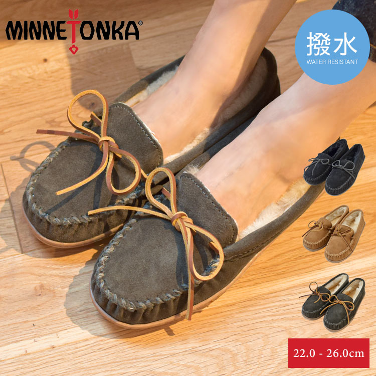 ミネトンカ モカシン ファー ボア 正規品 minnetonka シューズ スエード レディース 天然皮革 本革 スエード 撥水 おしゃれ かわいい 22cm 23cm 24cm 25cm 26cm ブラック ブラウン グレー 秋 …