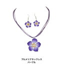 【プルメリアネックレス(チョーカー)&イヤリングセット】 パープル 紫 可愛い★ハラウ割引対象商品★10本以上で100円OFF