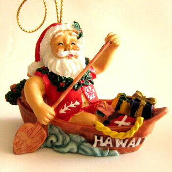 オーナメント クリスマス　ハワイアン　サンタオーナメント 「カヌー　サンタ」 クリスマスオーナメント　ハワイアン雑貨