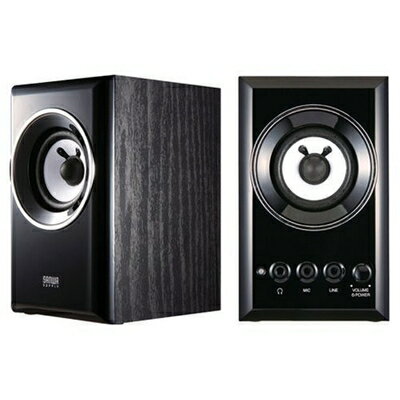 【中古】 サンワサプライ MM-SPWD2BK 木製2chマルチメディアスピーカー