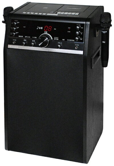 【中古】 太知ホールディングス DVDカラオケシステム 無段階エコー調節 カセットデッキ搭載 ワイヤレス マイク2本付属 家庭用カラオケセット ブラック DVD...