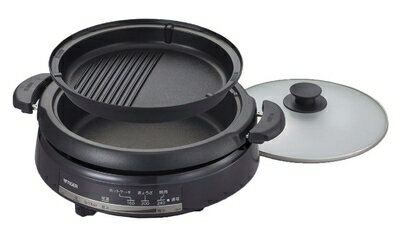 【中古】 タイガー グリル鍋 3.5L プレート 2枚 タイプ 深鍋 焼肉 プレート 蓋 付き CQE-B200-TH
