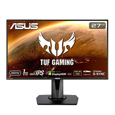 【中古】 ASUS ゲーミングモニター TUF Gaming VG279QM 27インチ/フルHD/IPS/280Hz/1ms/HDR/HDMI×2,DP/G-SYNC Compatible/ELMB/スピーカー/3年