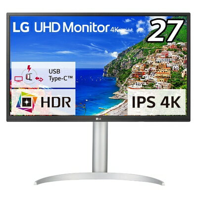 【中古】 LG モニター ディスプレイ 27UP550-W 27インチ/4K/HDR/IPS非光沢/USB Type-C,HDMI×2,DisplayPort/FreeSync/高さ調節,ピボット対応 /3年安心・無輝点