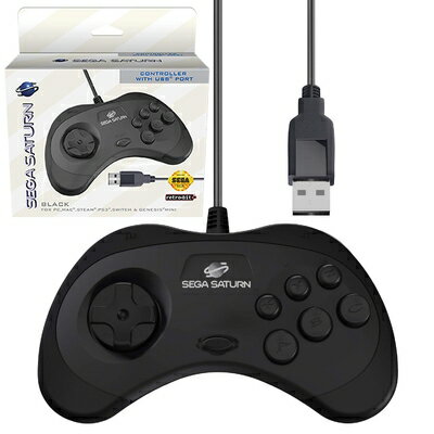 【中古】 セガ公認 サターン ゲームパッド コントローラー Official Sega Saturn USB Controller 8-Button Arcade Pad Black for PC/Mac/Steam