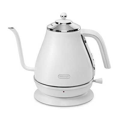 【中古】 De'Longhi (デロンギ) 電気カフェケトル アイコナ KBOE1220J-W ステンレス ハンドドリップ 1.0L 正確な注ぎ心地 見やすい水量計 空だき防止機能 電源コードホルダー [ピースフルホワイト] デロンギファミリー登録で3年