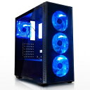 【中古】 サイズ 強化ガラス採用 ブルーLEDファン4基搭載 ATXミドルタワーPCケース