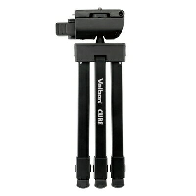 Velbon - 【中古】 Velbon トラベル三脚 CUBE 8段 脚径16mm 小型 クリップ雲台 アルミ脚 306500