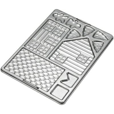 【中古】 タイガークラウン クッキー型 シルバー 192×266×7mm ログハウス スチール アルミメッキ 抜型 家 立体 パーツ 組立 2331