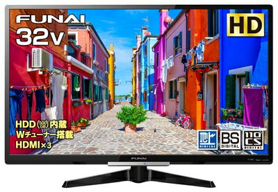 【中古】 フナイ 32V型 液晶テレビ ハイビジョン ダブルチューナー 500GB HDD内蔵(裏番組録画対応) FL-32H2010 地上・BS・110度CSデジタル 【中古】 フナイ 32V型 液晶テレビ ハイビジョン ダブルチューナー 500GB HDD内蔵(裏番組録画対応) FL-32H2010 地上・BS・110度CSデジタル