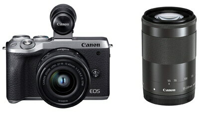 【中古】 Canon ミラーレス一眼カメラ EOS M6 Mark II ダブルズームEVFキット シルバー EOSM6MK2SL-WZEVFK