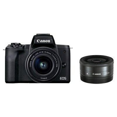 【中古】 Canon ミラーレス一眼カメラ EOS Kiss M2 ダブルレンズキット ブラック KISSM2BK-WLK