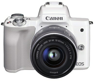  Canon ミラーレス一眼カメラ EOS Kiss M 標準ズームキット ホワイト EOSKISSMWH-1545ISSTMLK