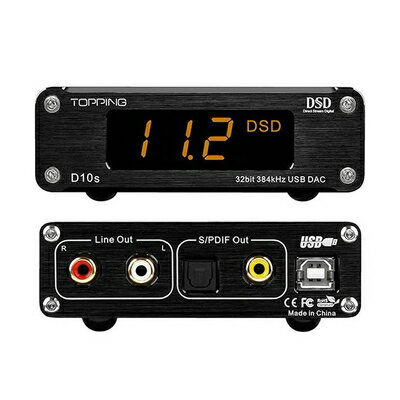 【中古】（新古品 未使用品） TOPPING D10s DAC Mini USB DAC XMOS XU208 ES9038Q2M DSD256 PCM 384kHz Hi-Res オーディオデスクトップ オーディオデコーダー (ブラック)