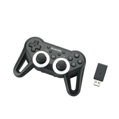 【中古】(新古品・未使用品) エレコム ゲームパッド ワイヤレス接続 12ボタンアナログスティック搭載 振動/連射 高耐久 ブラック JC-U3412SBK