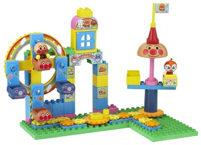 【中古】(新古品・未使用品) BlockLabo ブロックラボ アンパンマン おおきな観覧車のくるくる遊園地ブロックバケツ