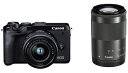 【中古】(新古品・未使用品) Canon ミラーレス一眼カメラ EOS M6 Mark II ダブルズームキット ブラック EOSM6MK2BK-WZK