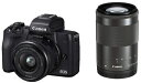 【中古】(新古品・未使用品) Canon ミラーレス一眼カメラ EOS Kiss M ダブルズームキット ブラック EOSKISSMBK-WZK