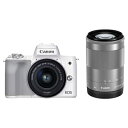 【中古】(新古品・未使用品) Canon ミラーレス一眼カメラ EOS Kiss M2 ダブルズームキット ホワイト KISSM2WH-WZK