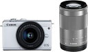 【中古】(新古品・未使用品) Canon ミラーレス一眼カメラ EOS M200 ダブルズームキット ホワイト EOSM200WH-WZK