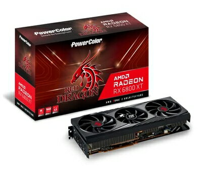 【中古】（新古品・未使用品） PowerColor AMD Radeon RX 6800 XT搭載 グラフィックスカード オリジナルファンモデル RED DRAGON [AXRX 6800XT 16GBD6-3DHR/OC]