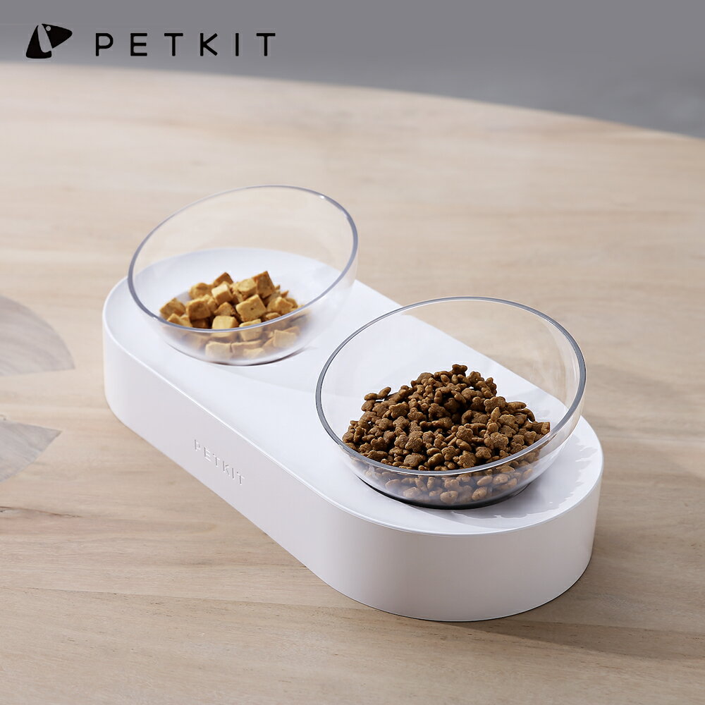 【お買い物マラソン100円クーポン】猫 犬 食器台 フードボウル スタンド付き PETKIT ペットキット 猫 食器 水飲み 滑り止め 食器 猫 えさ 皿 ボウル 0度・15度 調整可能 傾斜のある食器台 洗いやすい 透明 ボウル2個セット