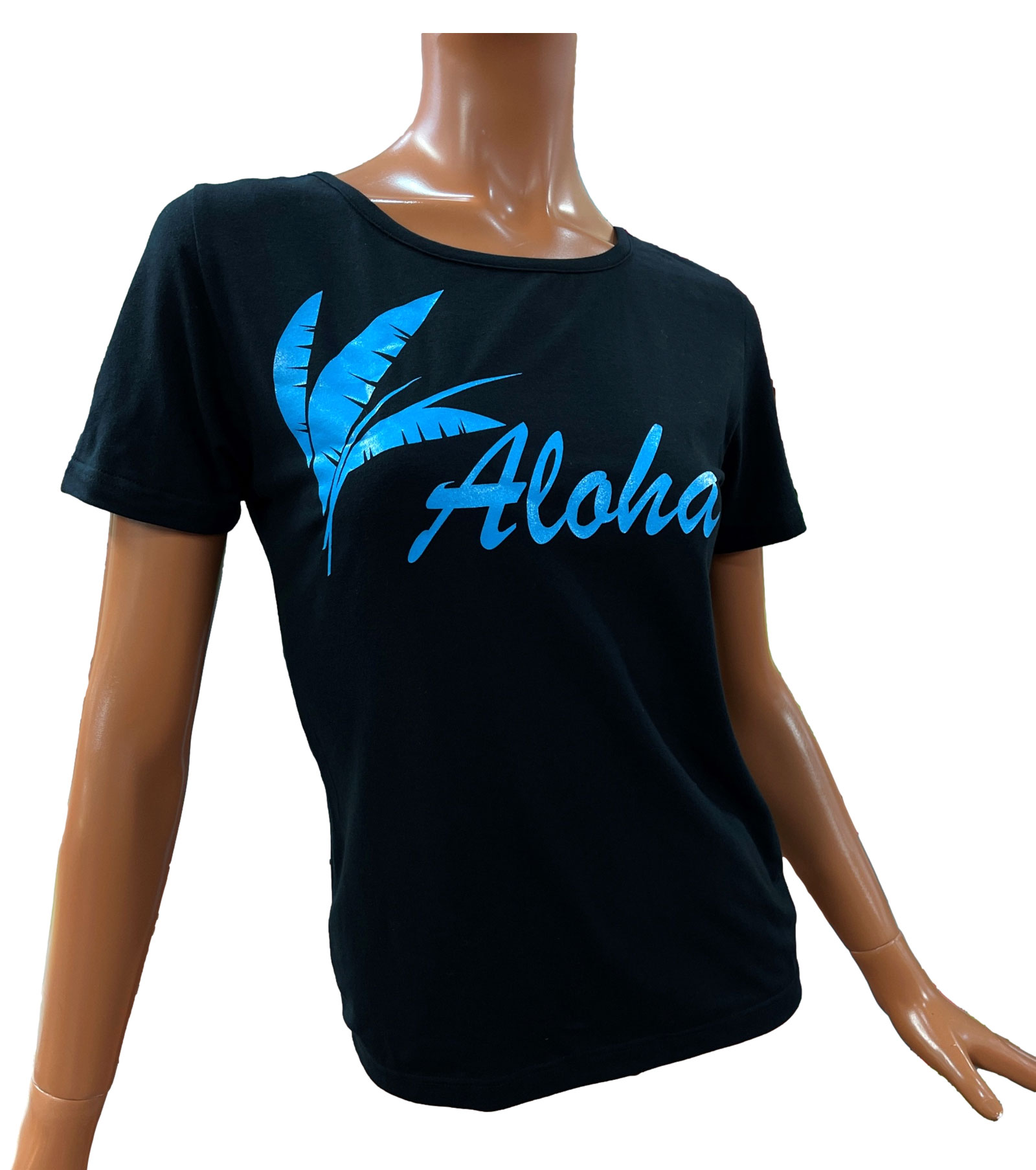 【ネコポス対応商品】KuKui オリジナル 半袖 Tシャツ「ALOHA」 ブルー ホワイト フラダンス レッスン ハワイアン S M L XL 3L フラT 衣装 フラ 黒 プレゼント ギフト 母の日 日本製