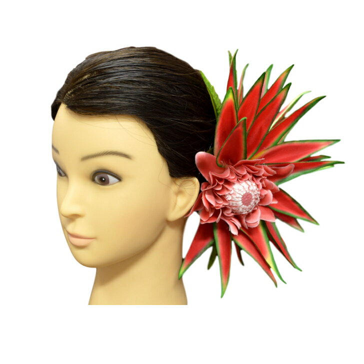 楽天Hula Hawaiian shop KuKui【プロテア＆ヘリコニアヘアクリップ（レッド）】ハワイアンレイ フラガール必見！フラダンス ハワイ インテリア ハワイアン雑貨