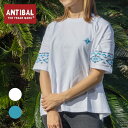 ANTIBAL ビッグシルエット Tシャツ(1枚) レディース 半袖 BIG 刺繍 空紡糸天竺 （フリーサイズ）ネイティブ柄 サーフ ハワイアン アンティバル ホワイト ブルーグリーン オルテガ ブランド ハワイ