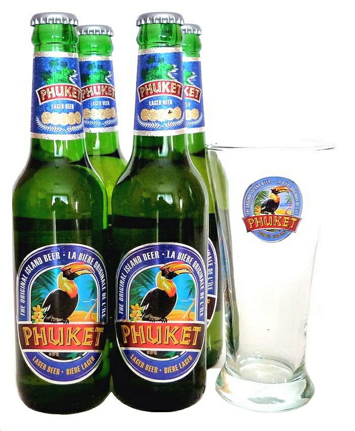 ビールとグラスのセット プーケットラガービール4本　グラス付セット