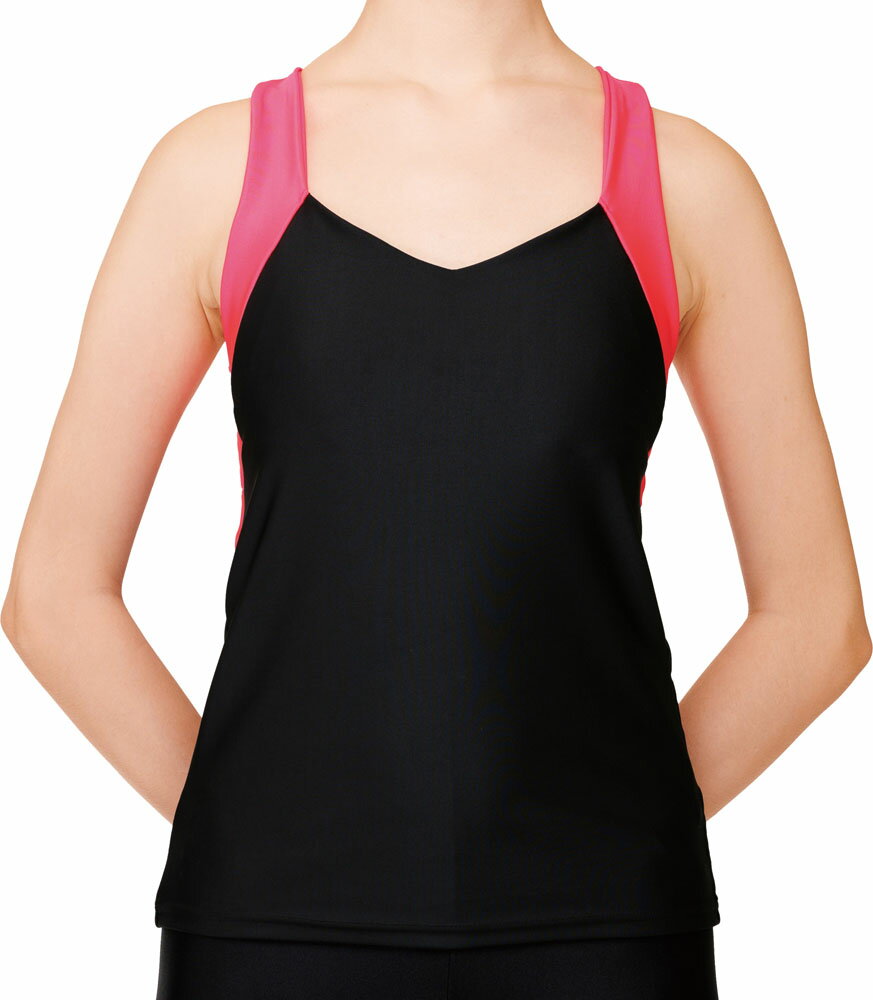 【11/21 20時から全品5％OFFクーポン 先着200回限定&Pアップ】 ササキ SASAKI 新体操 クロスバックトップ カップポケット付き レディース トップス タンクトップ 吸汗速乾 ストレッチ 練習 トレーニング 演技 クラブ 部活 合宿 大会 ガールズ 7054 BKEP