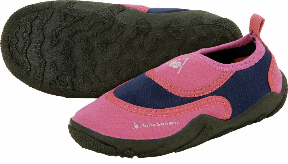 【10/18はMAX5%OFFのLINEお友達限定クーポン&Pアップ】 アクアスフィア スイミング ビーチウォーカーキッズ PINK／NAVY 14／15cm スノーケリングシューズ 靴 544124