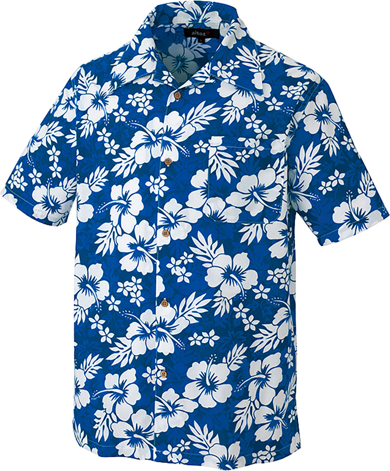 【11/30から全品3%OFFクーポン 先着100回&P10倍】 アイトスプラス aitoz+ アロハシャツ トップス 半袖 襟付き ハイビスカス 普段使い 夏...