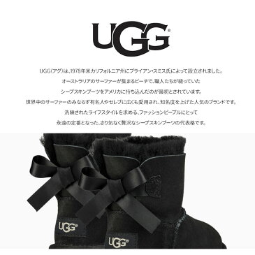 【送料無料】UGG アグ ムートンブーツ キッズ MINI BAILEY BOW II トドラー ミニ ベイリーボウ2 シープスキン 1017397T ブーツ 本革 ブラック 黒 チェスナッツ チェスナット おしゃれ ブランド 本物 暖か 防寒 ファーブーツ 暖かい セレブ 海外 人気 かわいい バックリボン