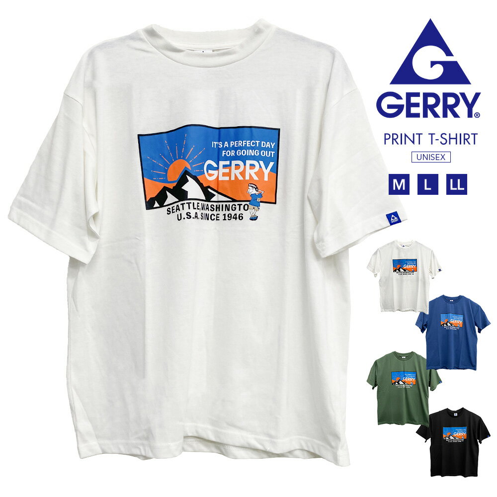 gerry tシャツ メンズ 半袖 ブランド 半袖tシャツ レディース 半袖シャツ メンズ ティーシャツ メンズ フロントプリント イラストアート ワークプリント 20/1 天竺 クルーネック ショートスリーブ シンプル ゆったり 大きいサイズ トップス ジェリー ge23su07