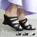 サンダル レディース つっかけ ミュール サンダル ウェッジソール 8.5cm 美脚 ミュール サンダル ヒール エナメル 履きやすい 歩きやすい 軽量 軽い ...
