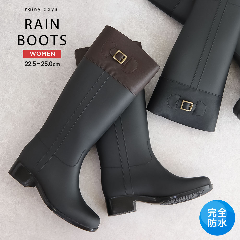 レインブーツ レディース おしゃれ 長靴 ロング丈 ジョッキー ブーツ 完全防水 レインシューズ レディース 通勤 黒 スラッシュブーツ 作業用 農作業 防水 ...